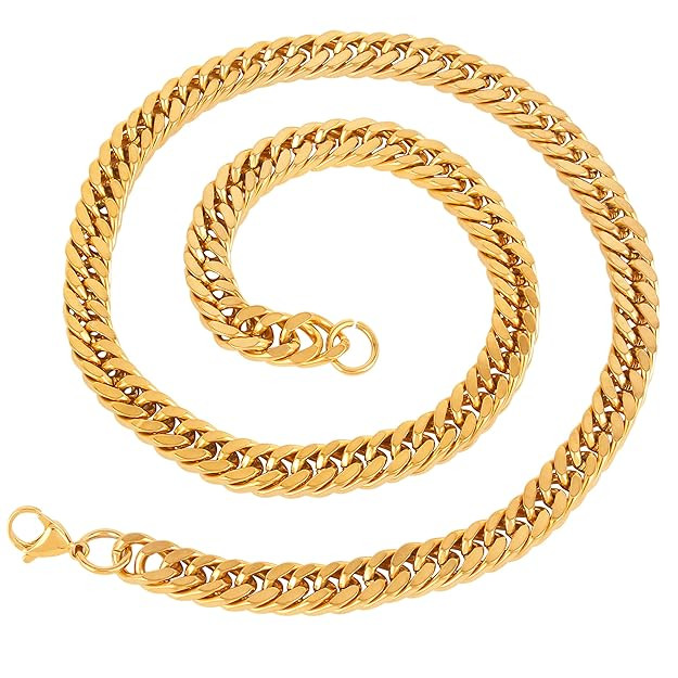 Fashion Frill Golden Chain For Men Boys Gold Plated Chain Necklace For Men Women Boys Stylish Goldn Chain Gifts For Husband Boyfriend Men's Jewellery