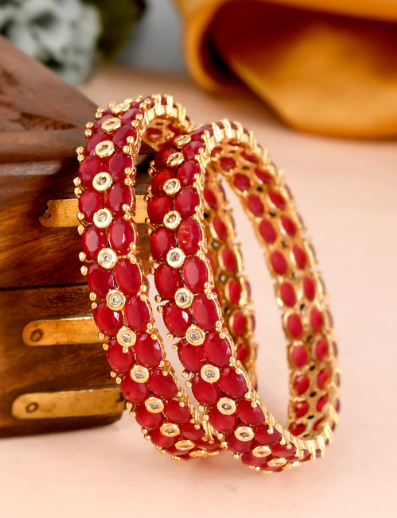 Beautiful Rose gold plated  stone studded Bangles