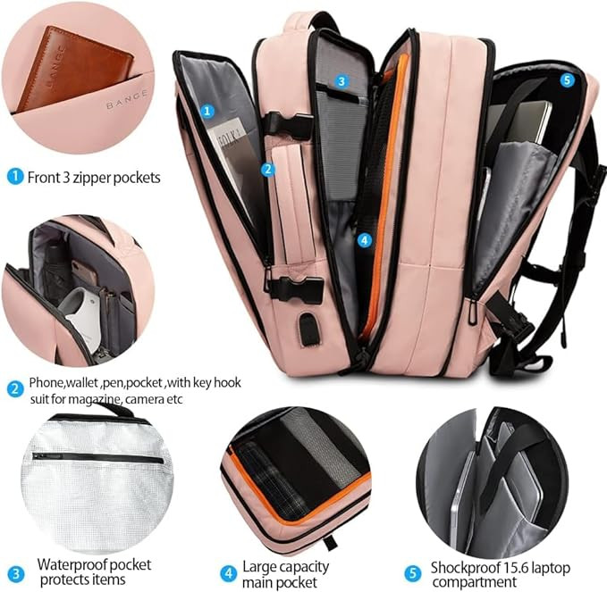 Red Lemon Titan Ultrafit Plus Bange Series 15.6-Inch Laptop Backpack for Men and Women 45L Outdoor and Camping 3In1 Office Bags,Travelling,Backpack (with Bottle Holder), Pink