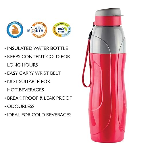 CELLO Puro Sports 900 | Water Bottle with Inner Steel and Outer Plastic | Set of 2 | 720 ml, Assorted