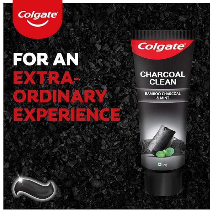 Colgacote Charcoal Clean 480g (120g x 4, Pack of 4) Black Gel Toothpaste, Deep Clean Toothpaste With Bamboo Charcoal & Wintergreen Mint For Plaque Removal & Tingling Fresh Mouth Experience