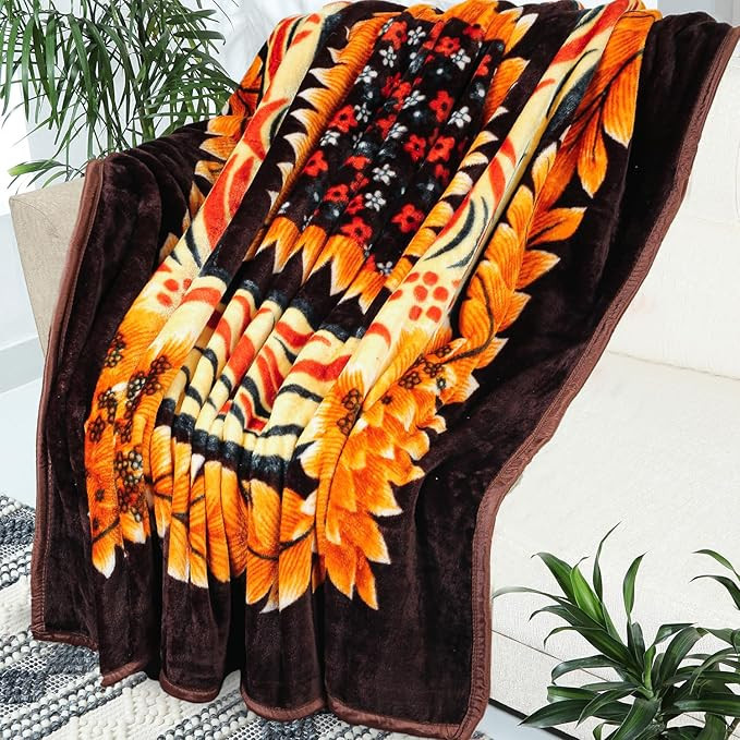 BSB HOME® Premium Super Soft Cloudy Printed Mink Double Bed Blanket for All Season, Ultrasoft & Cozy Single Ply Blanket | |220 x 230 Cm (Beige & Brown, Pack of 1)