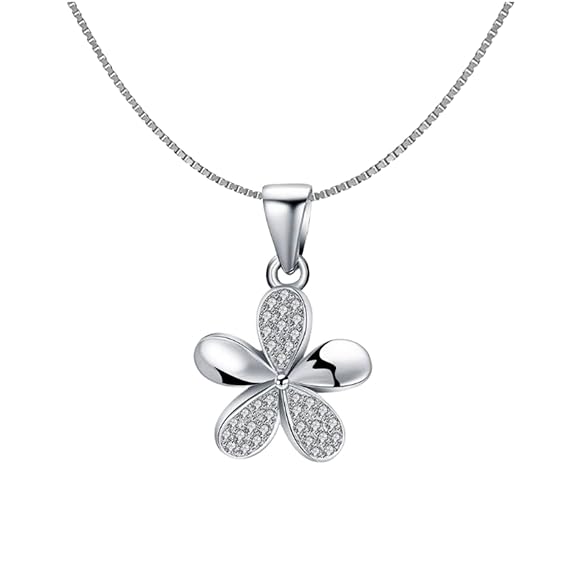 HighSpark Stunning Flower Pendant Necklace | 92.5 Sterling Silver & Stunning Shimmering Shine | Lovely Gift For Women & Girls