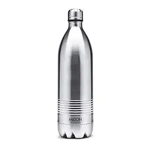 Milton Duo DLX 1000 Thermosteel 24 Hours Hot and Cold Water Bottle, 1 Piece, 1 Litre, Silver | Leak Proof | Office Bottle | Gym | Home | Kitchen | Hiking | Trekking | Travel Bottle