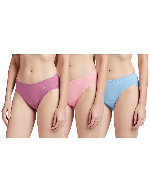 Van Heusen Women Anti Bacterial Bikini Panty - 100% Super Combed Cotton - Pack of 3 - No Marks Waistband, Moisture Wicking, Moderate Coverage