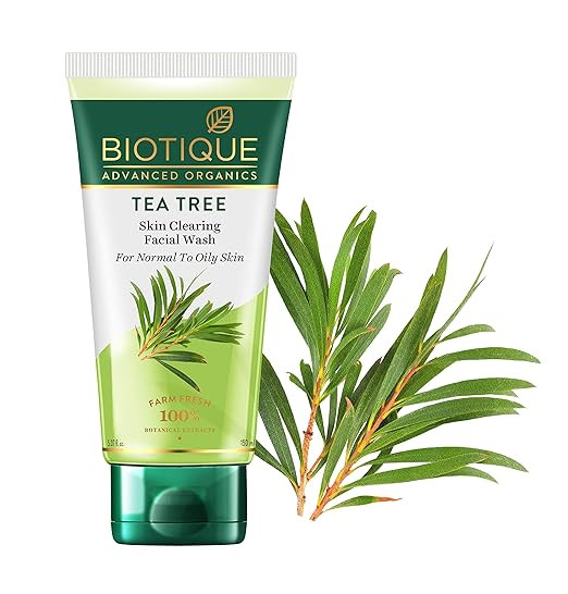 Biotique Tea Tree Skin Clearing Normal to Oily Skin Face Wash, 150 ml | Treats Acne, Pimples, Clear Skin Visit the Biotique Store