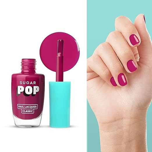 SUGAR POP Nail Lacquer 10 Call Me Hot (Fuschia Pink) | Dries In 45 Seconds | Chip-Resistant | Glossy Finish | High Shine | Nail Polish For Women, 10 ml
