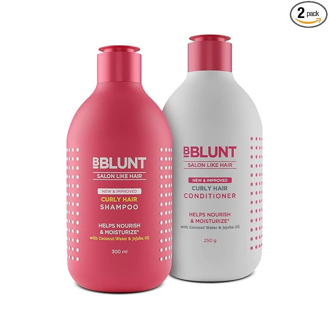 Bblunt Curly Hair Shampoo & Conditioner Combo | Deeply Nourishes | Reduces Dryness & Frizz | For Men & Women | 300 ml + 250 g