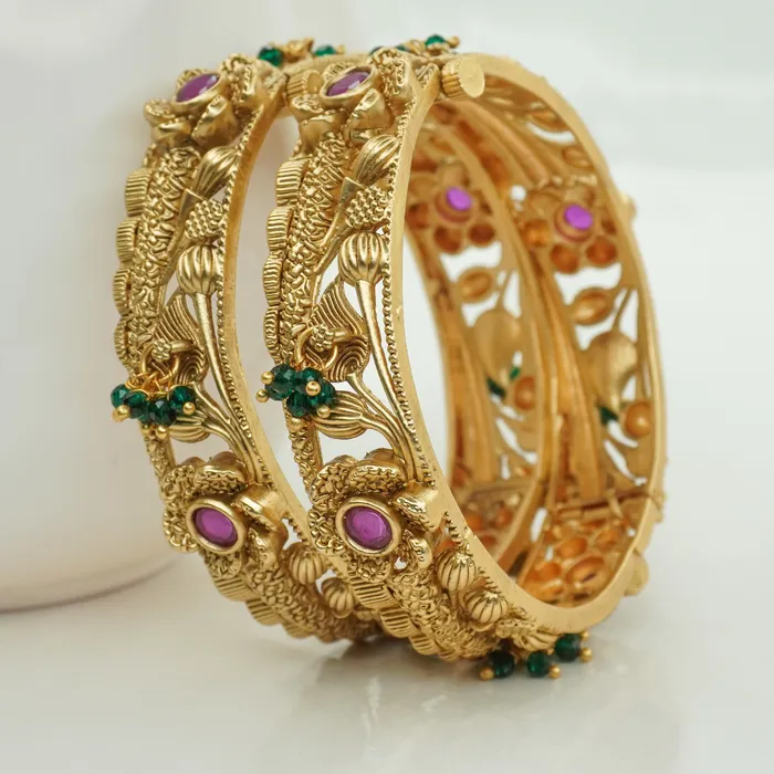 Beautiful and uniquely designed gold plated copper bangles