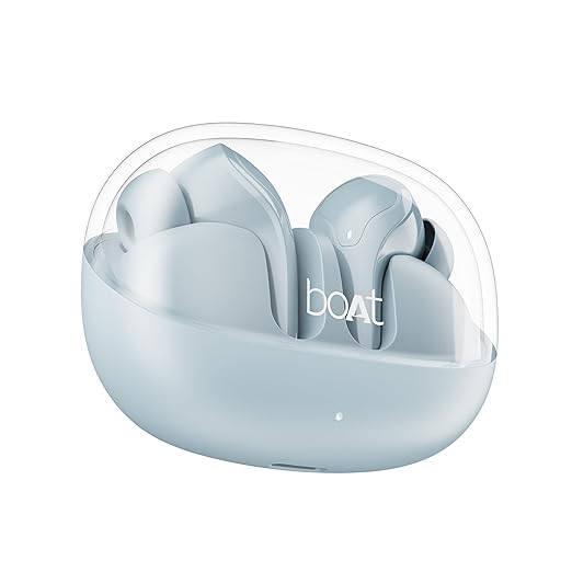 boAt Airdopes 311 Pro, 50HRS Battery, Fast Charge, Dual Mics ENx Tech, Transparent LID, Low Latency, IPX4, IWP Tech, v5.3 Bluetooth Earbuds, TWS in Ear Earbuds Wireless Earphones with mic (Dusk Blue)