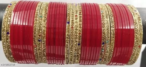 Sakshi Punjabi Collection Full Bridal Chura for Wedding Ceremony Fabulous Design Build Quality Beautifully Made Chura Bangle Set for Girls No reviews