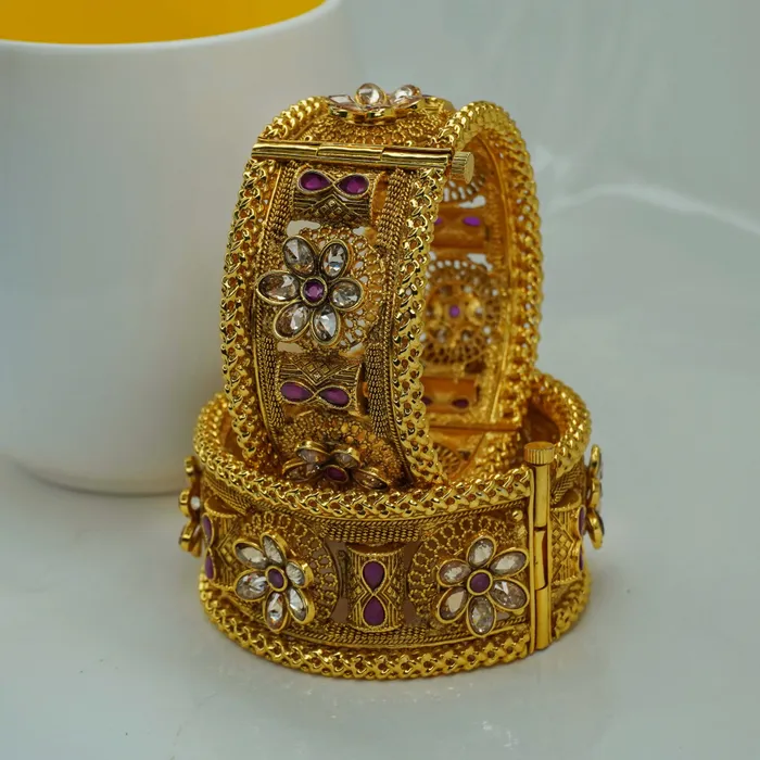 Beautiful Handcrafted gold plated design bangle set