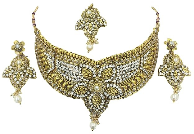 YouBella Stylish Traditional Jewellery Gold Plated Jewellery Set for Women (Golden) (YBNK_5334)