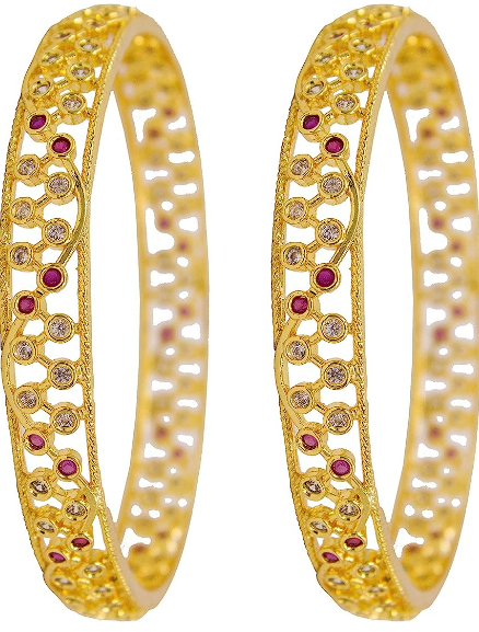 Ruby white Diamond design Copper Bangle