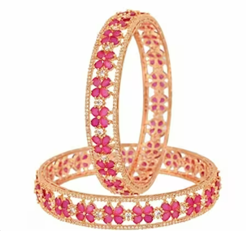 Ruby white Traditional Handcrafted  gold plated copper  Bangle