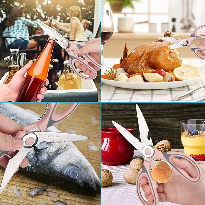 Kitchen Shears, 2-Pack Safe Food Scissors Heavy Duty, Ultra Sharp Premium Multi-Function Cooking Scissors, Meat Scissors with Comfortable Handle