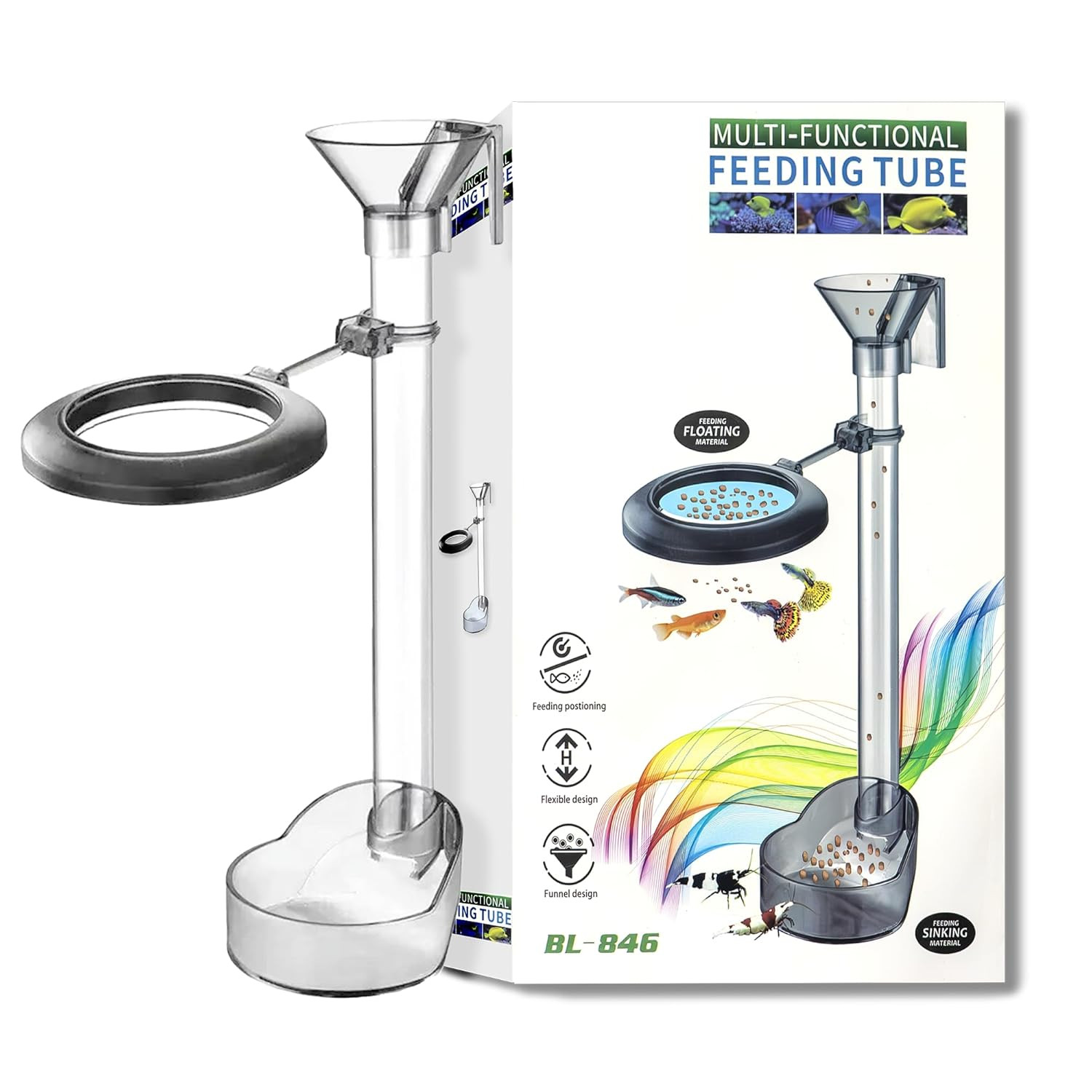 Buraq Fish Tank Multi-Functional Fish Feeder Tube Set with Funnel & Fish Feeding Ring, Fish Food Feeding Tube for Aquarium Fish Tank