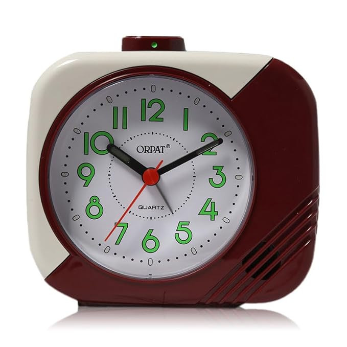 Ajanta Orpat Time Piece Beep Alarm Analog Clock (Small_140X114X74 Mm, White,Plastic)