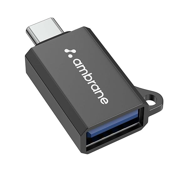 Ambrane USB Type C Male to USB Female OTG Adapter, Compatible with MacBook Pro/Air, Galaxy S20 S20+ Ultra Note 10 S9 S8 and All Type-C Devices,Portable and High-Speed Data Transfer