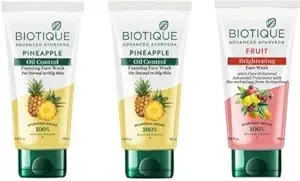 BIOTIQUE 150ml- Pineapple-2pcs, Fruit -1pcs (Pack of 3) Face Wash (450 ml)