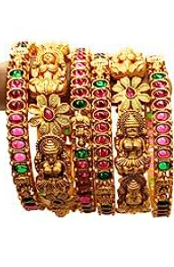 Traditional gold plated kundan bangle set