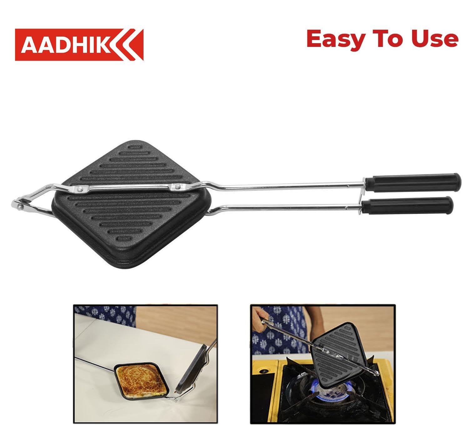 AADHIK Gas Toaster Aluminium Non-stick Sandwich Maker | Grill Sandwich | Club Sandwich | Vegetable Sandwich Maker