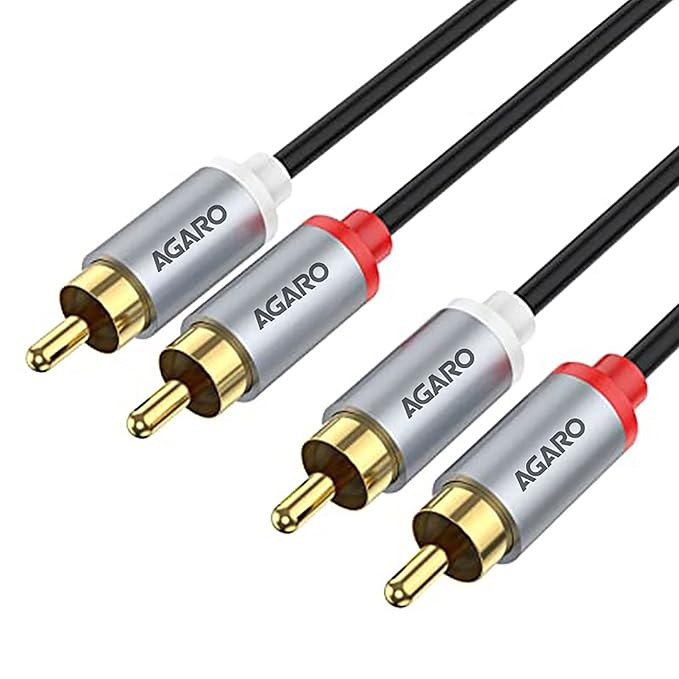 AGARO RCA to RCA PVC Audio Cable, Connects Audio Systems Such As DVD Players, CD Players, TV Set Top Boxes & Home Entertainment Equipments, 2 Meters, grey