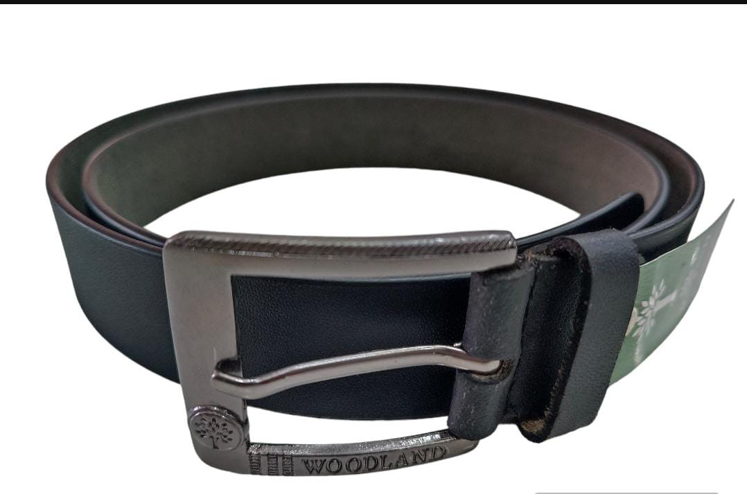 Branded Woodland Men Black Solid Leather soft Belt