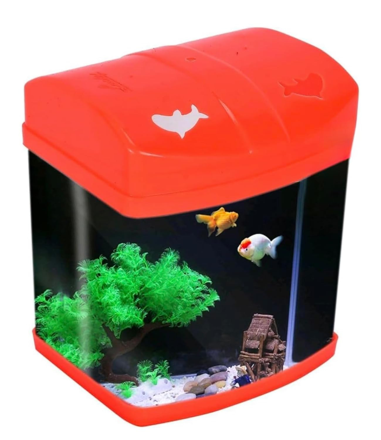 Rizopets Mini Aquarium Fish Tank | Breeding Tank for Betta Fish | Suitable for Home Decoration, Office, & Living Room Decoration (16x18x14 cm) (Blue)