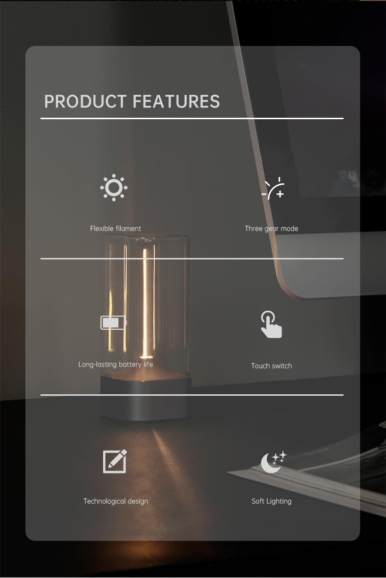 Nik case ABS 6+6 Month Warranty Mini Minimalist Table Lamp Cordless LED Study Desk Lamp Rechargeable Modern Lights Portable Nightstand Lamps Unique Ambient Light Mood Lighting