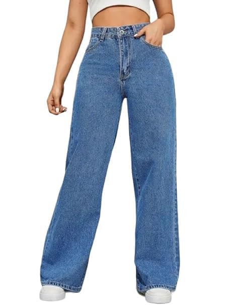 Women High Waist Wide Leg Denim Baggy Jeans Casual High Waist || Wide Leg || Modern Look || Baggy fit Fashion Beauty Lovely Unique Denim Jeans for Women