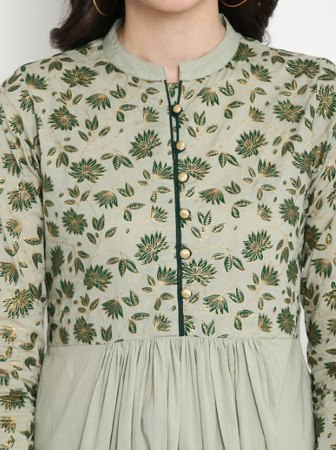 Green Yoke Design Kurta with Palazzos & Dupatta