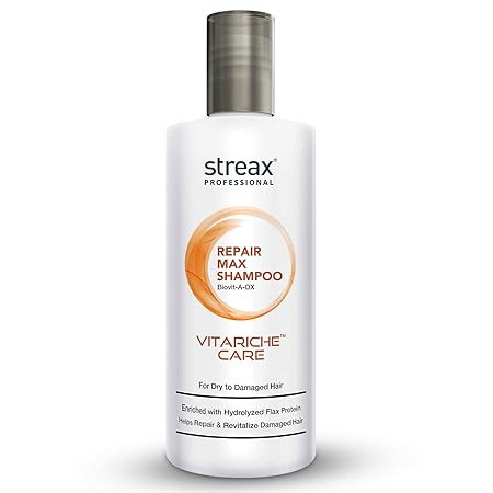 Streax Professional Vitariche Care Repair Max Shampoo,300ml| Mild Everyday Shampoo| Hair Shampoo for Women & Men|With Biovit-A-OX Complex, Hydrolysed Flax Protein & |Ceramide|For Dry, Damaged Hair