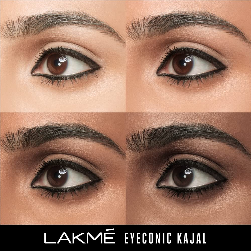 Lakme Eyeconic Kajal Twin Pack, Matte Kohl, Waterproof, Smudgeproof & Long Lasting Kajal Pencils , Pack of 2 - Deep Black, 0.35 g