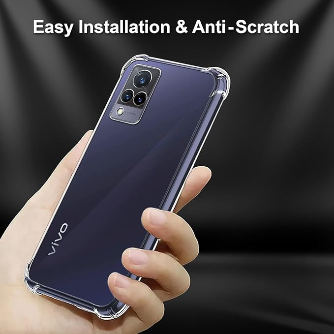 Plus Mobile Cover Soft & Flexible Shockproof Back Case with Cushioned Edges Transparent for Vivo V21 5G - Clear
