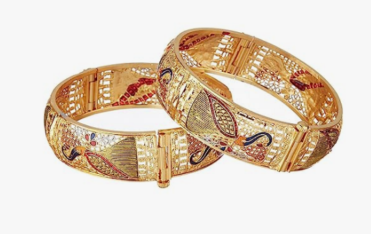 Beautiful and uniquely designed gold plated copper bangles