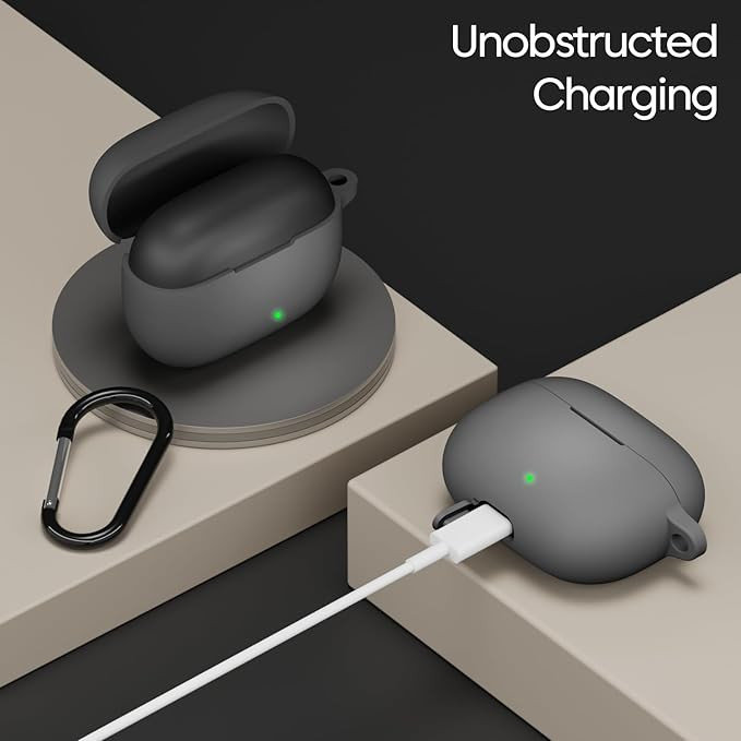 Sounce Earphone Case Cover Compatible for Realme Buds T310,Soft Silicone Case Cover, Full Protection Shockproof Case Cover, Scratch-Resistant, Non-Slip Grip, Anti Fall Anti Dust (Grey)