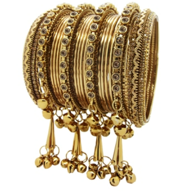 Handcrafted gold plated mirror Studded bangle set for women&girls