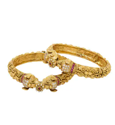 Traditional gold plated kundan bangle set for 6pic