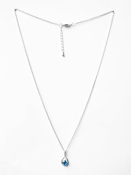 Clara 925 Sterling Silver Isla Pendant Earring Chain Jewellery Set | Rhodium Plated, Swiss Zirconia | Gift for Women & Girls