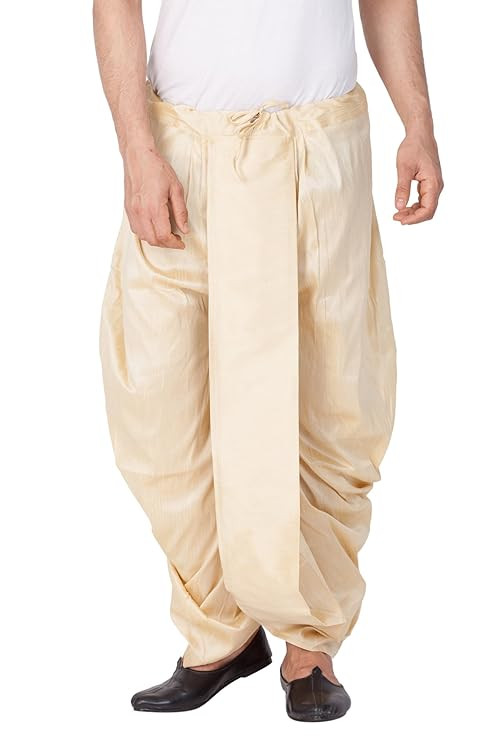 VASTRAMAY Mens Cotton Silk Dhoti (Black_VASMDTBL)