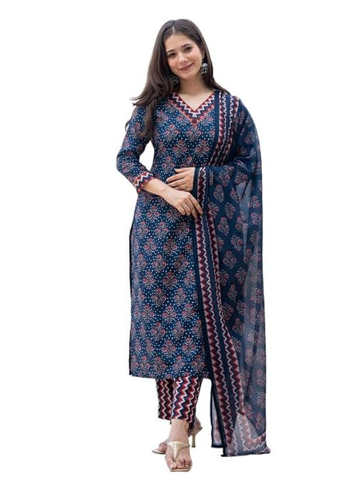 Vaamsi Women's Floral Straight Printed Kurta Pant With Dupatta Set (VKSKD2237)