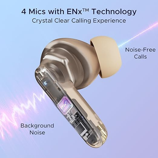 boAt Airdopes 191 ANC, 32dB ANC, Ambient Mode, 60HRS Battery, 4Mics ENx, in-Ear Detection, IWP Tech, Fast Charge, v5.3 Bluetooth Earbuds, TWS Ear Buds Wireless Earphones with mic (Pellucid Orange)