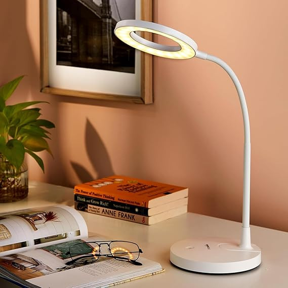 Amazon Basics 9W, Dimming Halo Rechargeable LED Table Lamp, 3 Colors (Cool Day Light, Neutral White and Warm White), Pack of 1