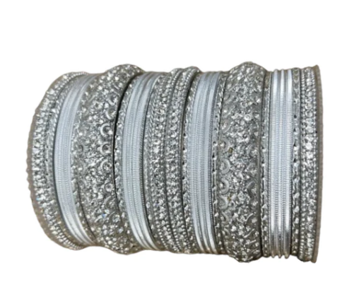 Handcrafted silver plated with stone Studded  Bangles