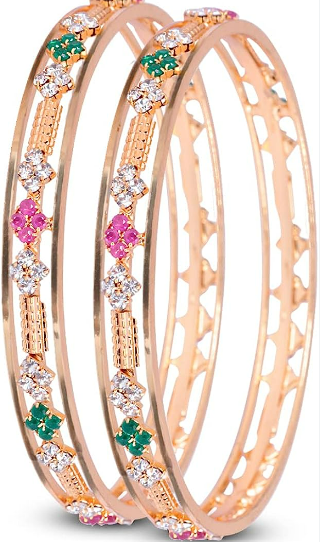 Handcrafted Gold-Plated Stone Studded with moti Bangles