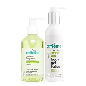 mCaffeine Body Acne Control Routine with Salicylic Acid Body Wash & Lightweight Green Tea Body Lotion | Exfoliating Body Wash & Hydrating Lotion for Acne Control | Pack of 2