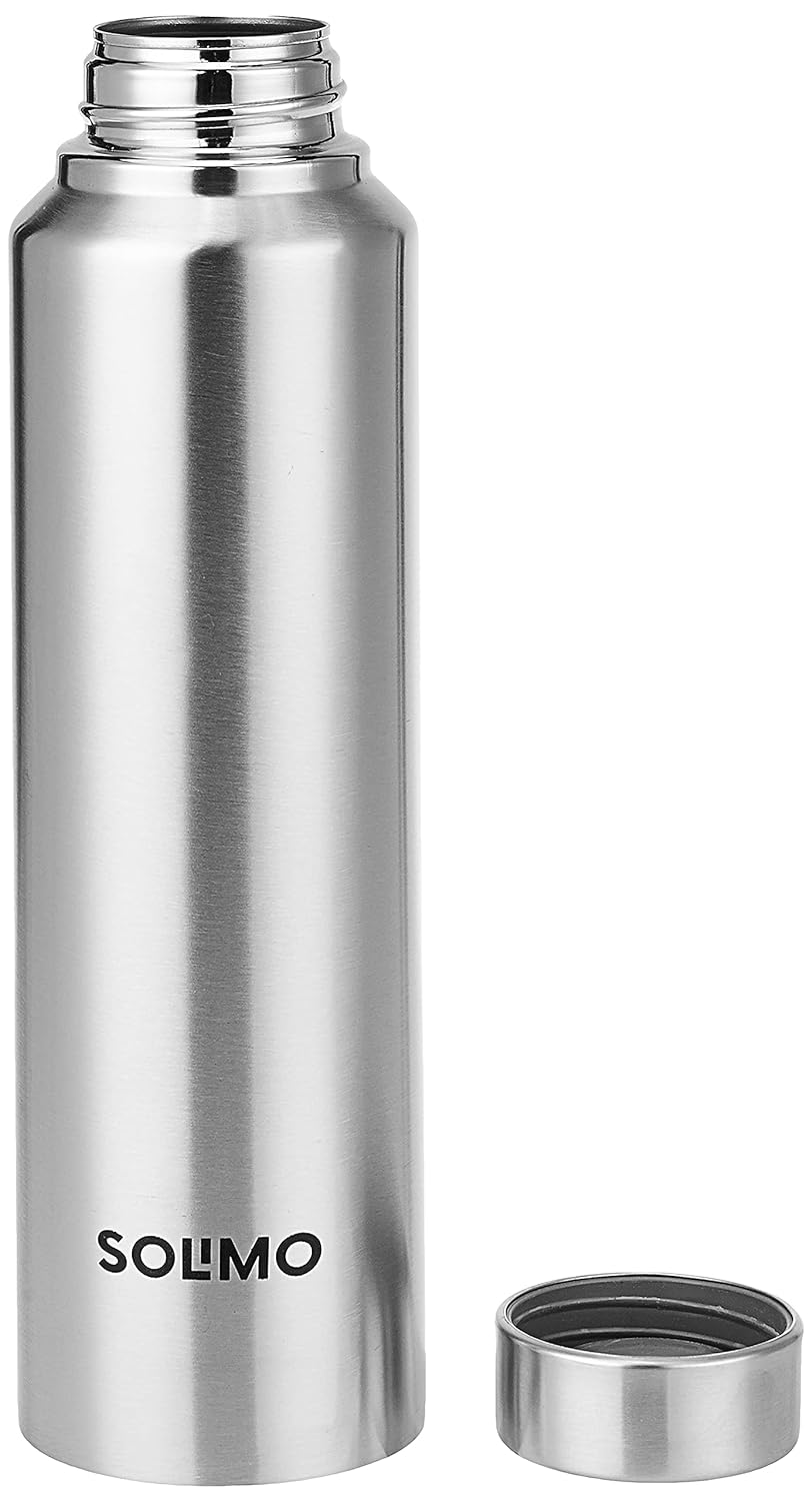 Solimo Slim Stainless Steel Water Bottle, Set of 3, 1 L Each.