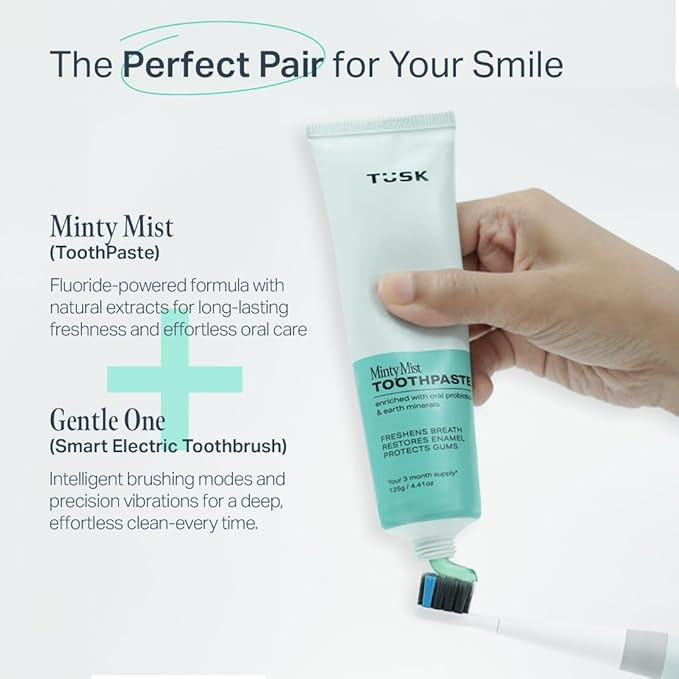 Tusk Minty Mist Natural Toothpaste | SLS-Free with Fluoride for Cavity Protection Gum Care & Teeth Whitening | Chemical-Free Toothpaste - 125g (Pack of 1)