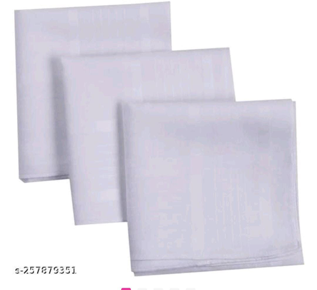 Cotton White Handkerchiefs for Men & Boys - Pack of 3